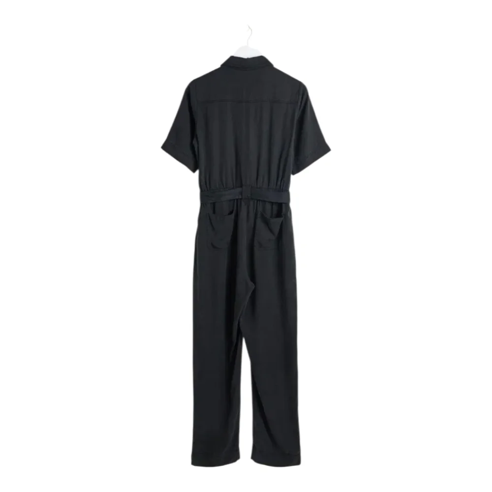 Banana Republic Black Utility Button Front Belted Jumpsuit Tall‎ 8 Short Sleeve